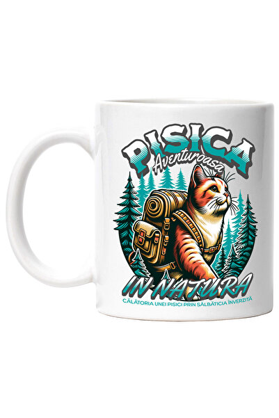 StoryGift Romania Cana Pisica Aventuroasa-in Natura, 330ml, Ceramic Cu Maner ...