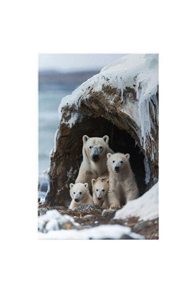 StoryGift Romania Tablou Canvas Albi Ca Zăpada Ursul Polar Și Familia Sa Port...