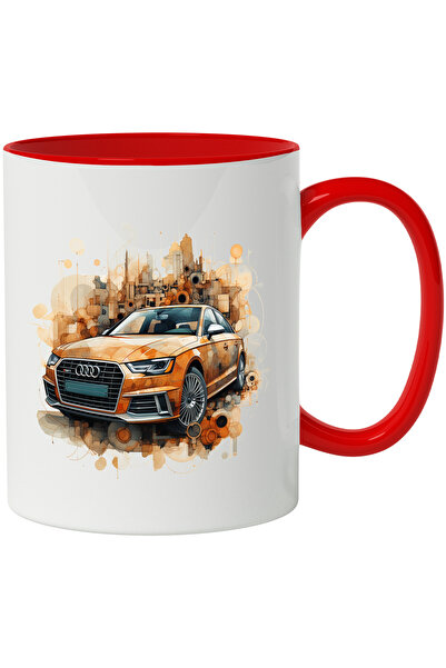 StoryGift Romania Cana Cu Masina, Audi, Brand, Ilustratie, Geometric, Multico...