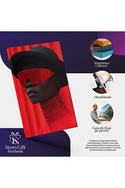 StoryGift Romania Tablou Canvas Evadare Fashion A Unui Manechin Stilat - Oază Roșie Prin Ochelari De Schi , Pictu