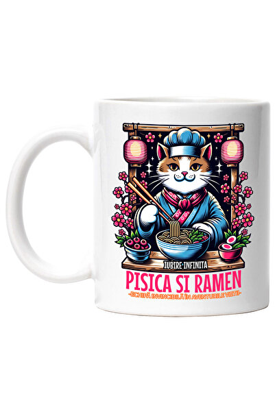 StoryGift Romania Cana Pisica Si Ramen-echipă Invincibilă, 330ml, Ceramic Cu ...