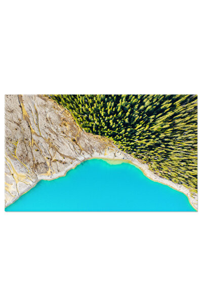 StoryGift Romania Tablou Canvas Lacul Si Padurea In Valea Glaciara Aereal, Mu...