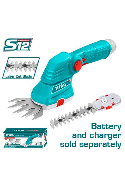 TOTAL 12v battery powered grass and branch shears without battery and charger