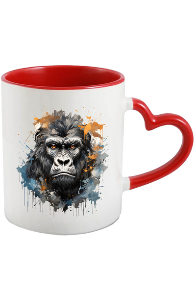 StoryGift Romania Cana Cu Cap De Gorila, Watercolor, Ilustratie, Ochi, Animal...