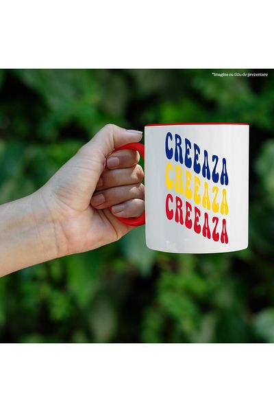 StoryGift Romania The Word Creates Mug, in the Colors of the Romanian Flag, Red, Yellow, Blue, T, With, STG
