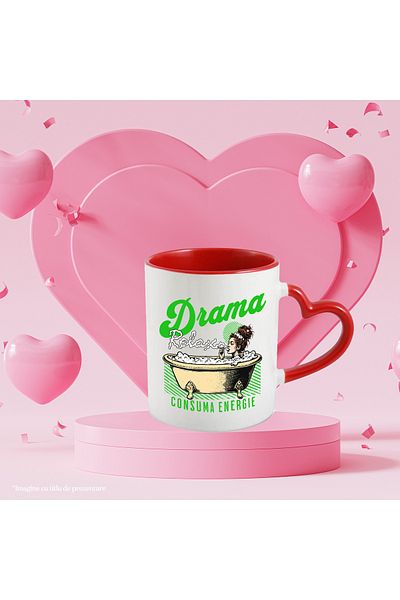 StoryGift Romania Drama Mug consumes energy before relaxing in the bathtub, 330ml, Ceramic with Heart Handle, With,STG.