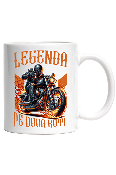 StoryGift Romania Cana Legenda Pe Doua Roti Motociclisit Flacari , 330ml, Cer...