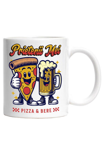 StoryGift Romania Pizza Slice and Beer Mug Best Friends Rexr My Friends, D, With Handle