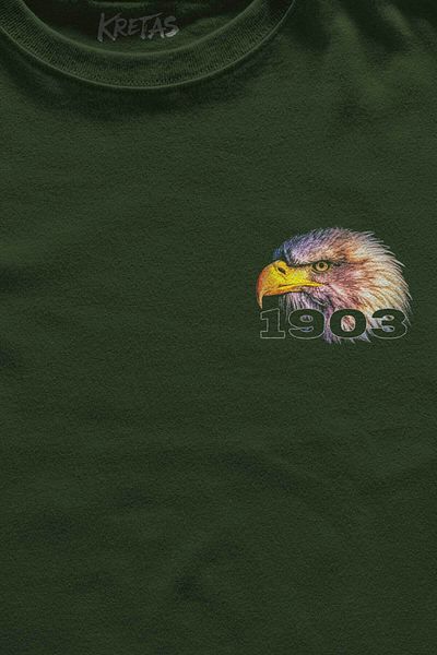 Kretas Μπλουζάκι Unisex Χακί Μπλουζάκι Black Eagle Eagle Head Minimal μπλουζάκι με στάμπα μπροστά
