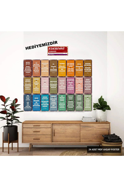 Hayal Poster Edebiyat Şairler Seti 24 adet Renkli Tasarım 10x20 UV Baskı MDF