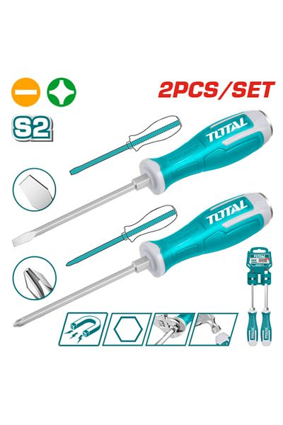TOTAL 2pcs/set Ratcheting Screwdriver Set Regular/Cross