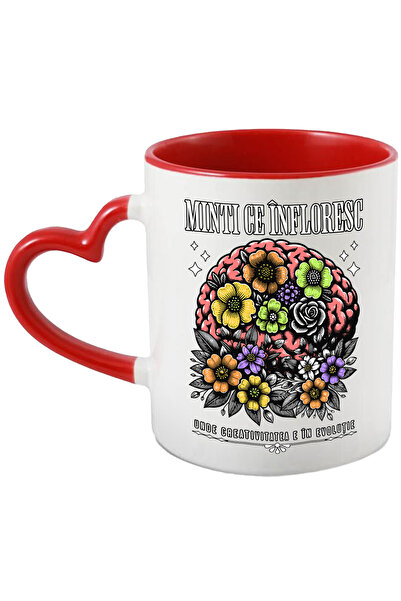 StoryGift Romania Cana Creier Cu Flori Minti Ce Înfloresc. Creativitatea In Evolutie, 330ml, Ceram, Cu ,stg