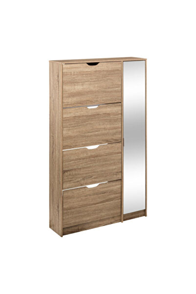 Five Simply Smart رف أحذية قائم على الأرض بتأثير خشب البلوط الطبيعي مع مرآة 1...