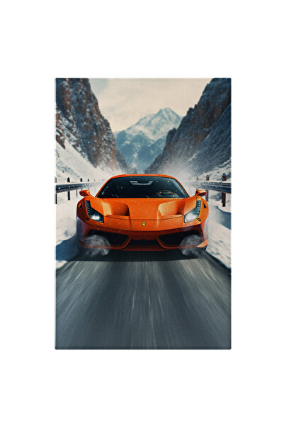 StoryGift Romania Tablou Canvas: Vehicul Scump Ferrari Portocaliu - Pe O Sose...