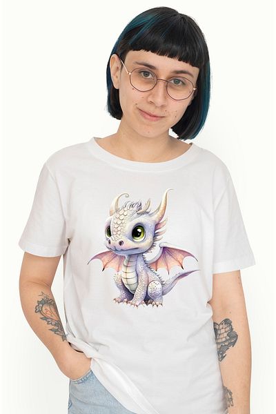 StoryGift Romania Tricou Femei Cu Un Pui De Dragon, Ilustratie, Timid, Putin Speriat, Pentru Copii Wht_,stg