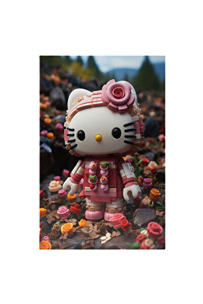 StoryGift Romania Tablou Canvas: Hello Kitty Pisicuta Roz Lego Langa Trandafi...