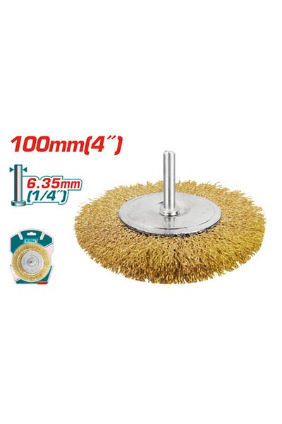 TOTAL 4" Round Drill Brush Yellow Wire