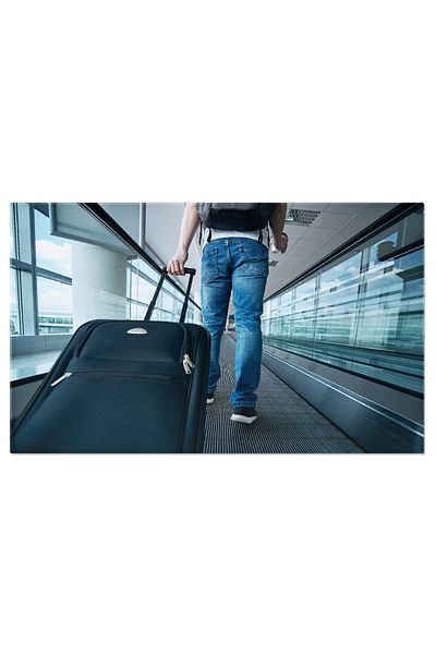 StoryGift Romania Canvas Print Man With Suitcase, Back View, Airport, Travel, Departure, Luggage, Terminal 291