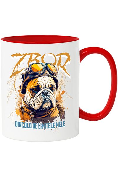 StoryGift Romania Cana Caine Aviator, Mesaj Motivational Zbor Dincolo De Limitele Mele, 330ml, Cer, Cu ,stg