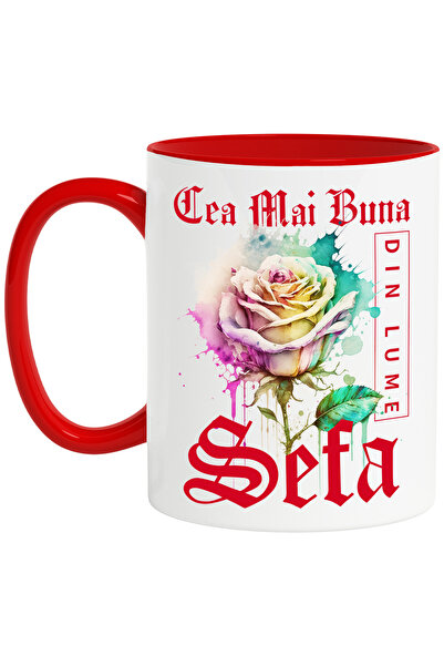 StoryGift Romania Cana Cu Textul Cea Mai Buna Sefa, Din Lume, Floare, Trandaf...