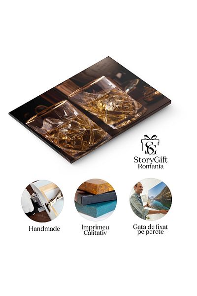 StoryGift Romania Tablou Canvas Rasfat Cu Bauturi Fine: Whisky Si Brandy