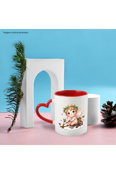 StoryGift Romania Mug with a baby plowing the field | illustration | hearts | labors, With ,STG.