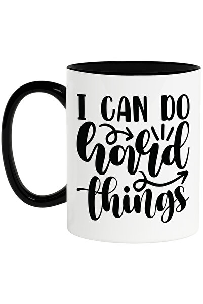 StoryGift Romania Cana Cu Textul "i Can Do Hard Things" - Pot Face Lucruri Grele Cu Maner Negru, Cu Man,stg