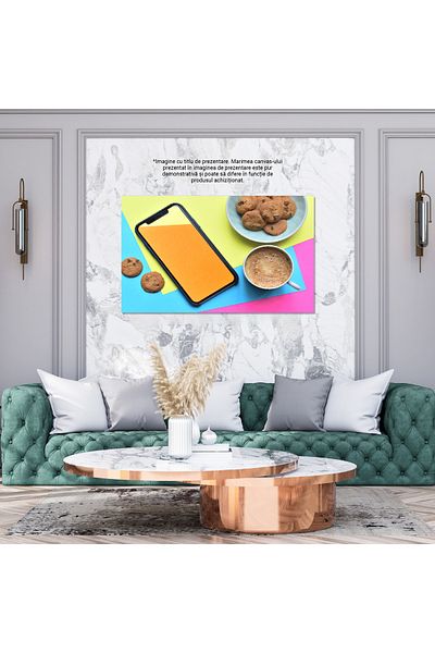StoryGift Romania Canvas Painting 140 x 90CM Contemporary Break - iPhone phone next to a biscuit d,STG.