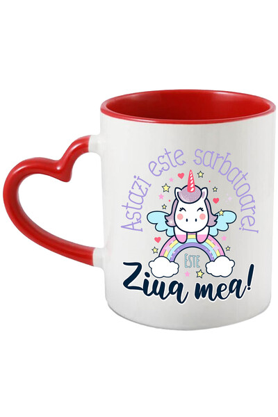StoryGift Romania Cana Cu Unicorn Pe Curcubeu Text Astazi Este Ziua Mea Este ...