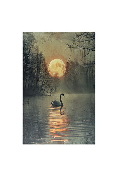 StoryGift Romania Tablou Canvas: Lebada Singuratica De Pe Lac Acompaniata De ...