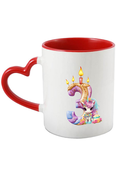 StoryGift Romania Cana Cu Cifra 3 Facuta Din Prajitura, Unicorni, Ilustratie,...