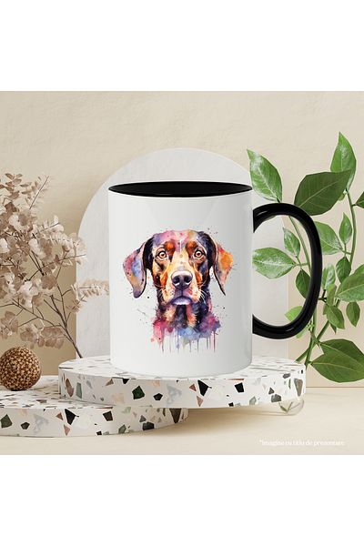 StoryGift Romania Puppy Head Mug, Watercolor Illustration, Paint, Multicolor 330 ml, Ceramic, With ,STG