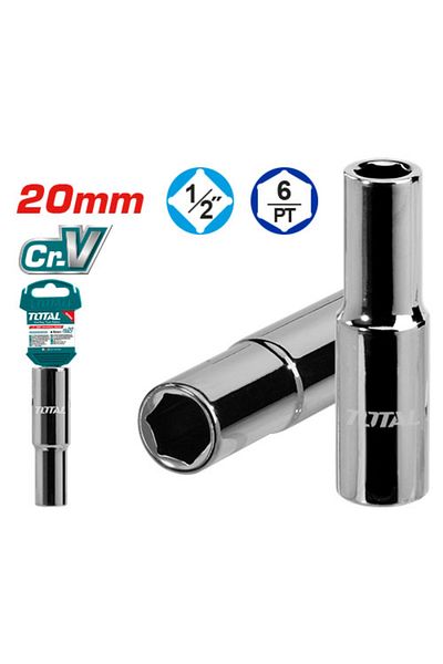 TOTAL 20mm 1/2" Long Chrome Hexagon Bead