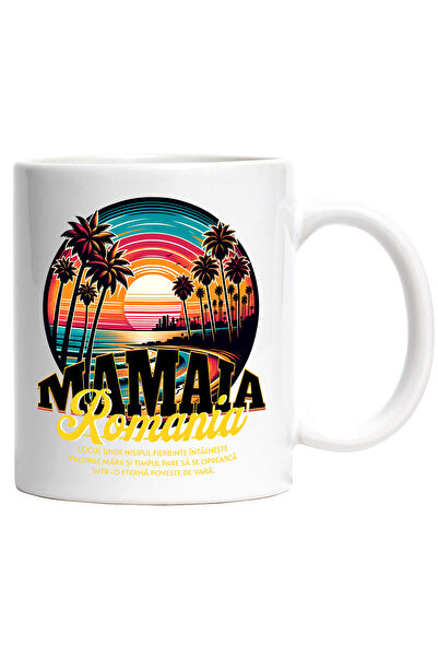 StoryGift Romania Cana Plaja Din Mamaia, Romania, 330ml, Ceramic Cu Maner Alb, Cu Maner Alb Stg ,stg ,stg
