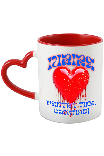 StoryGift Romania Cana Cu Inima Rosie Stralucitoare Curgatoare Text Iubire Pe...