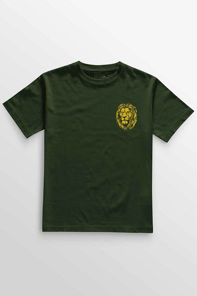 Kretas Μπλουζάκι Unisex Χακί Μπλουζάκι Lion Head Κίτρινο Κόκκινο Μπλουζάκι με Μίνιμαλ Μπροστινό Εκτύπωση