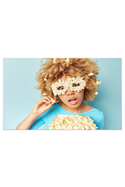 StoryGift Romania Tablou Canvas Femeie Uimita Cu Parul Cret Gustand O Gustare...