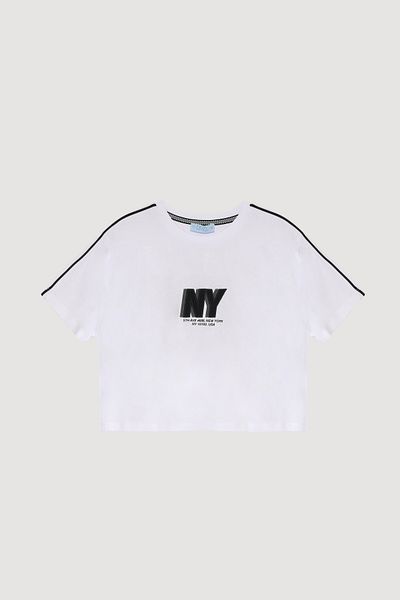 Quzu Tricou cu mânecă scurtă cu imprimeu text alb