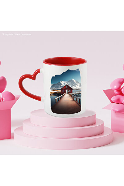 StoryGift Romania Cana Cu Pod Care Duce Spre O Casa Rosie, Cu Un Munte In Spa...