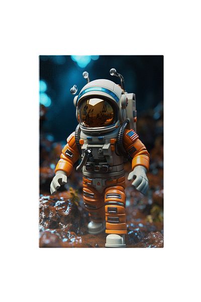 StoryGift Romania Tablou Canvas: Lumea Necunoscuta Lego Si Figurina Astronaut In Plina Aventura-pentru Iubitorii