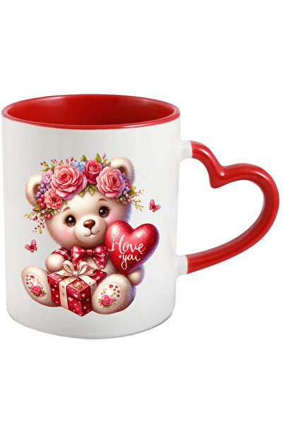 StoryGift Romania Cana Cu O Ursoaica De Plus | Ilustratie | Fericire | Cadou | Inima Cu Mesajul "i, Cu ,stg