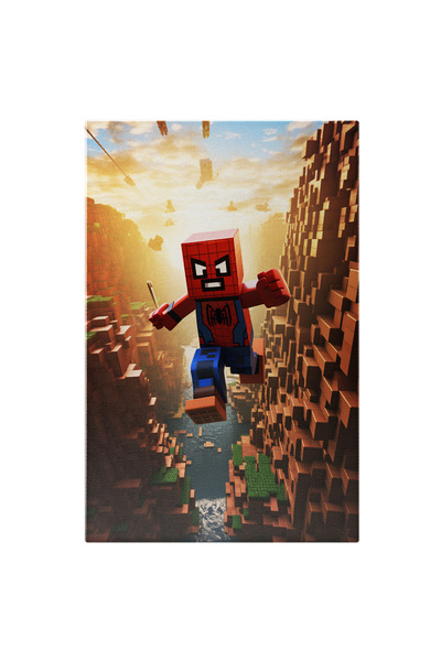 StoryGift Romania Canvas Print: Captain America Spider Man Flying Minecraft Character Clear Sky Video Games Painting