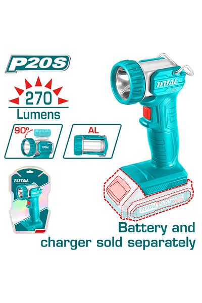 TOTAL 20v 270lumens battery flashlight without battery and charger