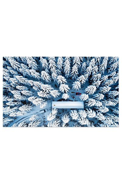 StoryGift Romania Tablou Canvas Cabana De Lemn In Padurea De Iarna, Zapada, Padure, Iarna, Cabana, Aerian 2816