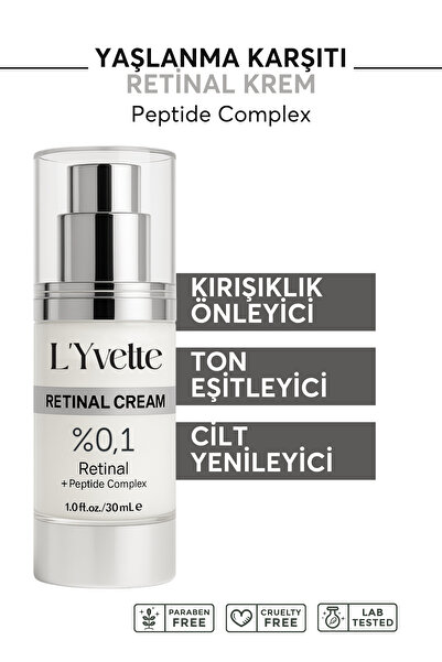 L'Yvette %0.1 Retinal Içeren Yaşlanma, Kırışıklık Karşıtı, Onarıcı Ve Gençleştirici, Leke Kremi