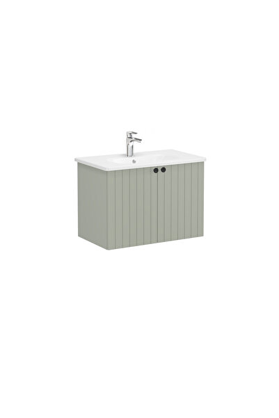 VitrA Root Groove 69295 Lavabo Dolabı, Kapaklı, Mat Retro Yeşil, 80 cm