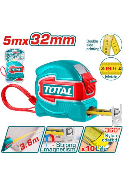 TOTAL 5mx32mm double-sided rubber meter