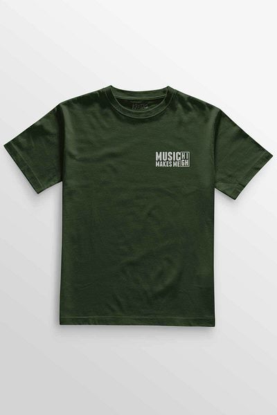 Kretas Χακί T-Shirt Lost Boyz Music Makes Me High Headphones με στάμπα Unisex T-shirt