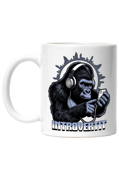 StoryGift Romania Cana Gorilla Introvertit Folosind Telefonul , 330ml, Cerami...