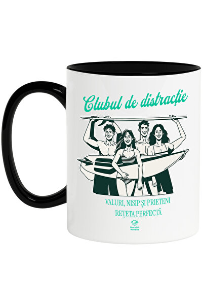 StoryGift Romania Cana Clubul De Distractie, Grup De Prieteni La Plaja, Familie, 330ml, Ceramica C, Cu ,stg